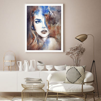 Woman Face Portrait Watercolor Painting Home Decor Premium Quality Poster Print Choose Your Sizes