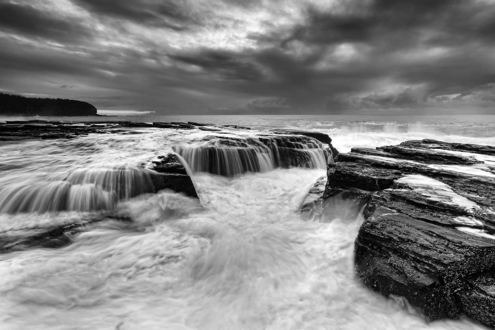 Beach with Rocks B&W Photograph Print 100% Australian Made