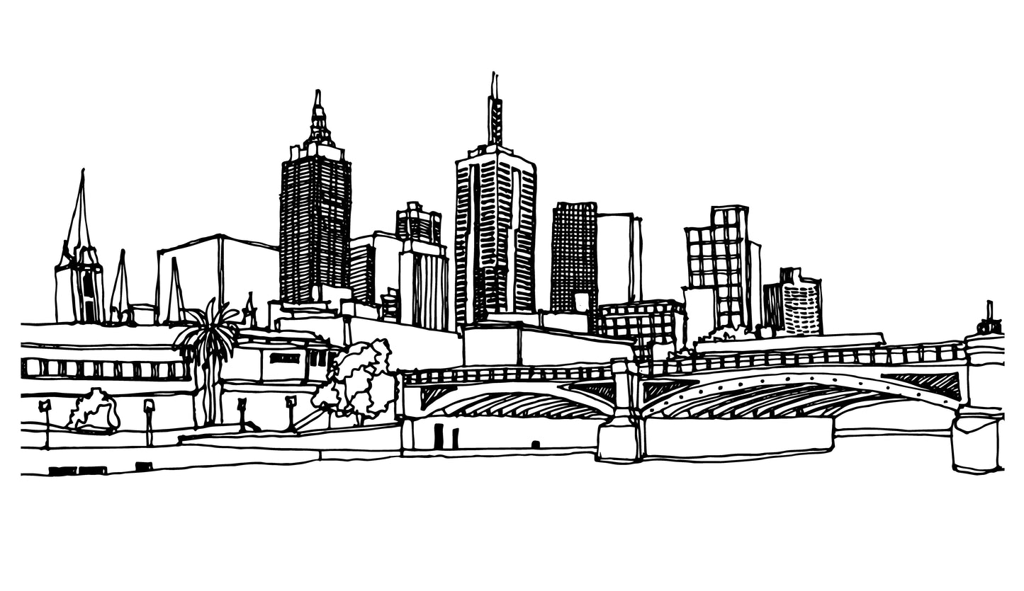 MELBOURNE Minimalist LINE ART Modern Print 100% Australian Made