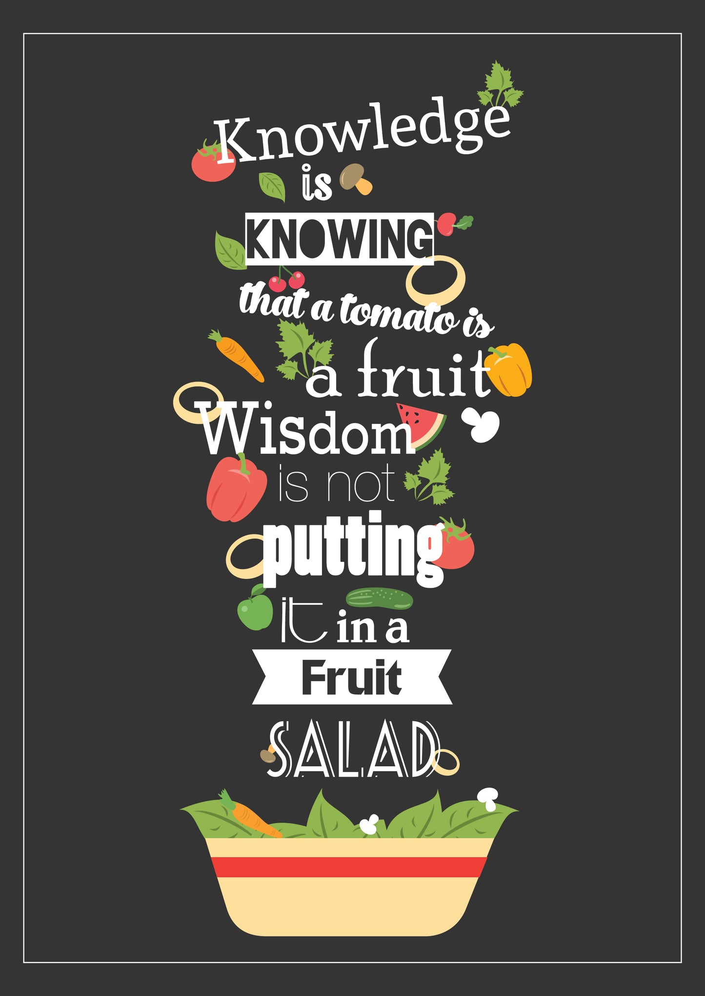 Fruit Quote Black Board Design Kitchen & Restaurant Print 100% Australian Made