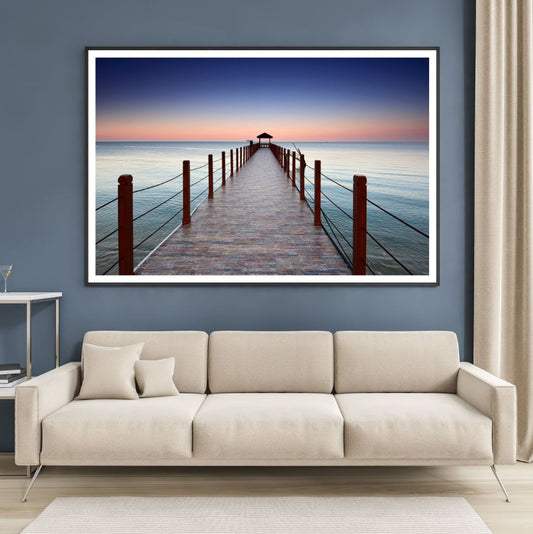 Wooden Bridge Over Sea Photograph Home Decor Premium Quality Poster Print Choose Your Sizes