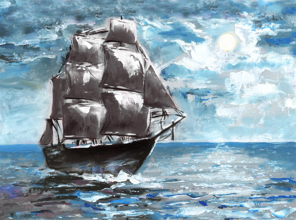 Ship Sailing on Sea Painting Print 100% Australian Made