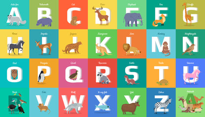 Alphabet with Animals Nursery & Kids Art Print 100% Australian Made