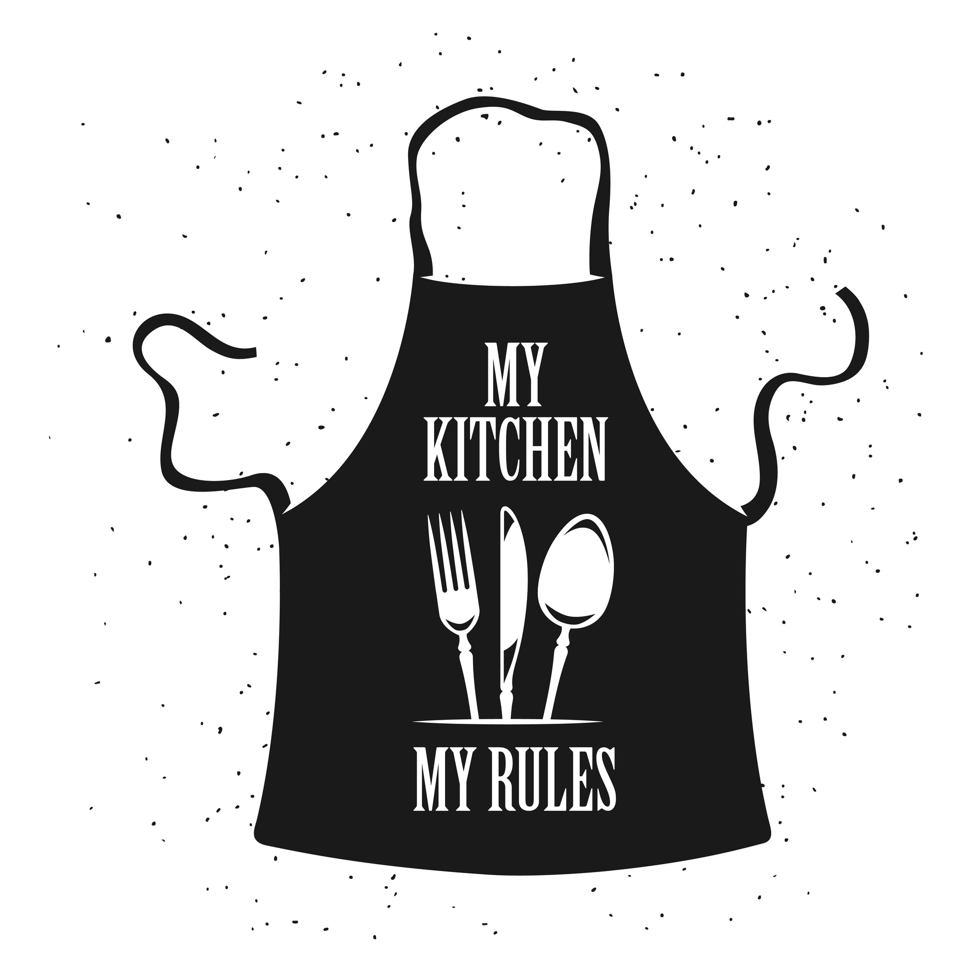 Square Canvas Kitchen Apron B&W Vector Art High Quality Print 100% Australian Made