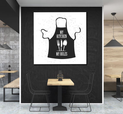 Square Canvas Kitchen Apron B&W Vector Art High Quality Print 100% Australian Made