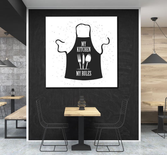 Square Canvas Kitchen Apron B&W Vector Art High Quality Print 100% Australian Made