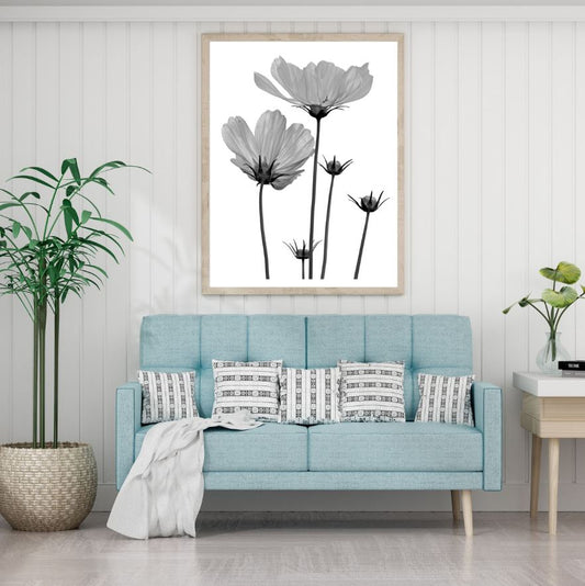 B&W Flowers Closeup Photograph Home Decor Premium Quality Poster Print Choose Your Sizes