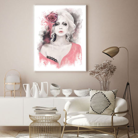 Woman Portrait Watercolor Paint Home Decor Premium Quality Poster Print Choose Your Sizes