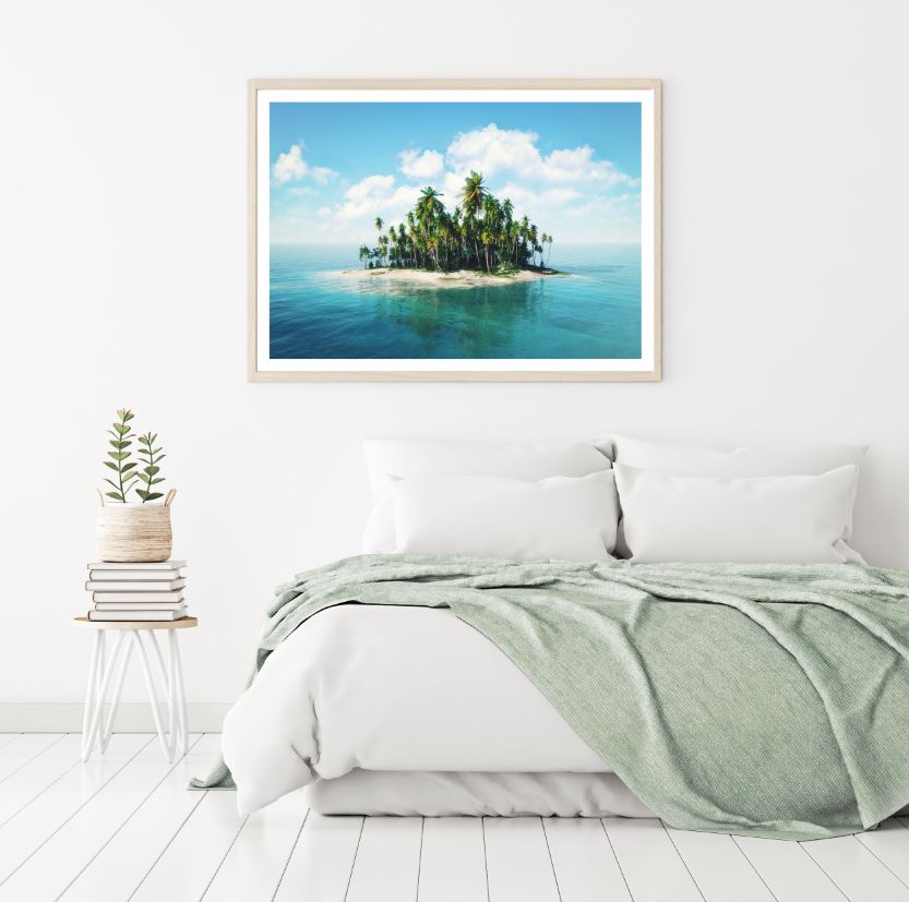 Island on Beach Scenery Photograph Home Decor Premium Quality Poster Print Choose Your Sizes