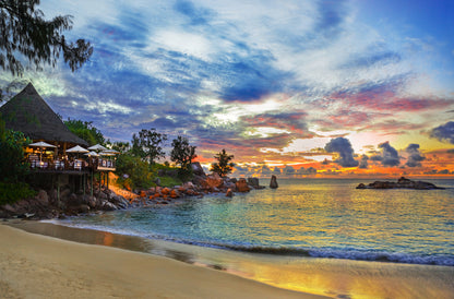 Sunset Beach In Seychelles Photograph Print 100% Australian Made