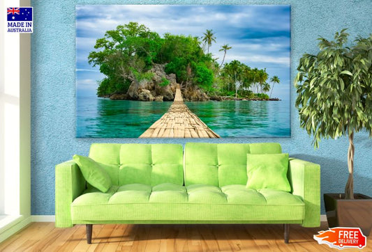 Wooden Bridge to Island Over Sea Photograph Print 100% Australian Made