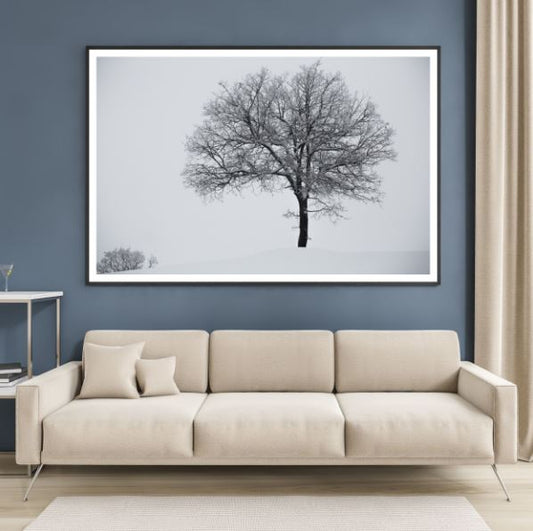 Tree on Snow Scenery Photograph Home Decor Premium Quality Poster Print Choose Your Sizes