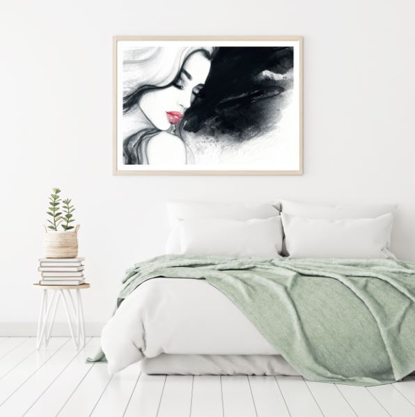 Girl Face B&W Watercolor Painting Home Decor Premium Quality Poster Print Choose Your Sizes