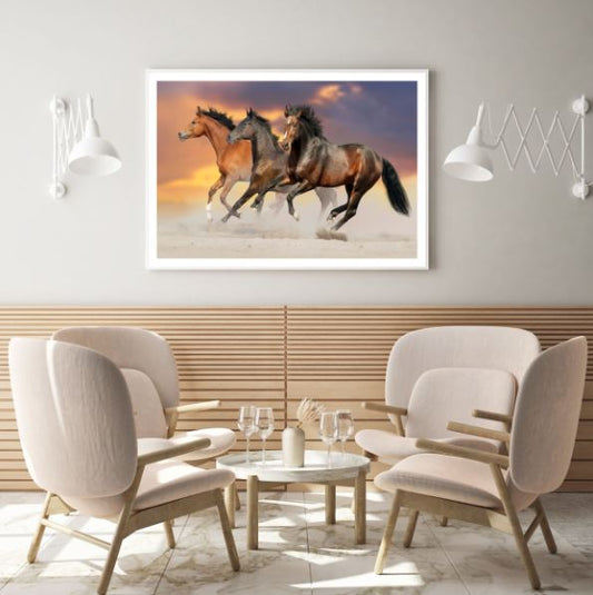 Horses Running on Sand Photograph Home Decor Premium Quality Poster Print Choose Your Sizes