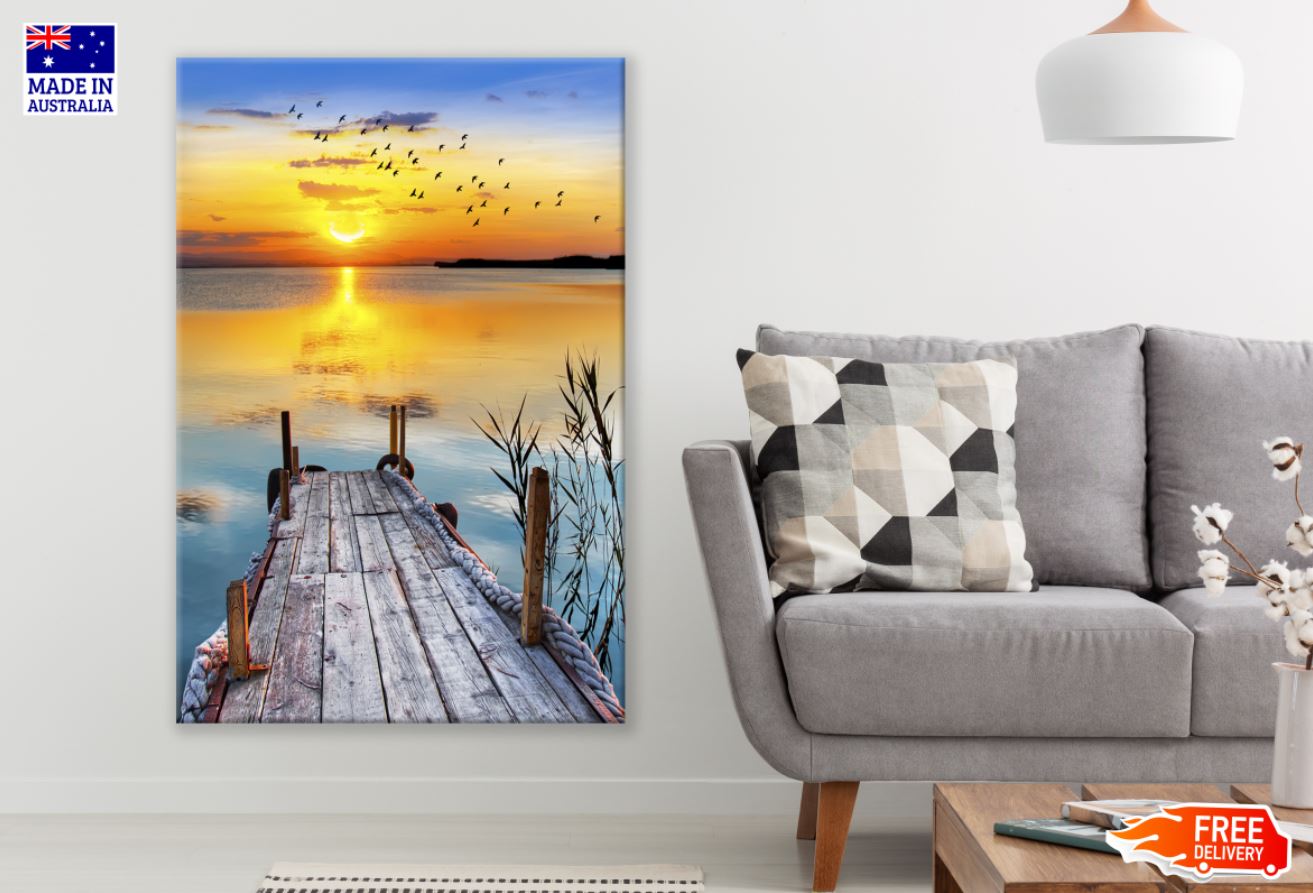 Wooden Pier Over Lake Photograph Print 100% Australian Made