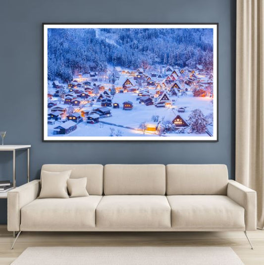 Village Covered in Snow Scenery Photograph Home Decor Premium Quality Poster Print Choose Your Sizes