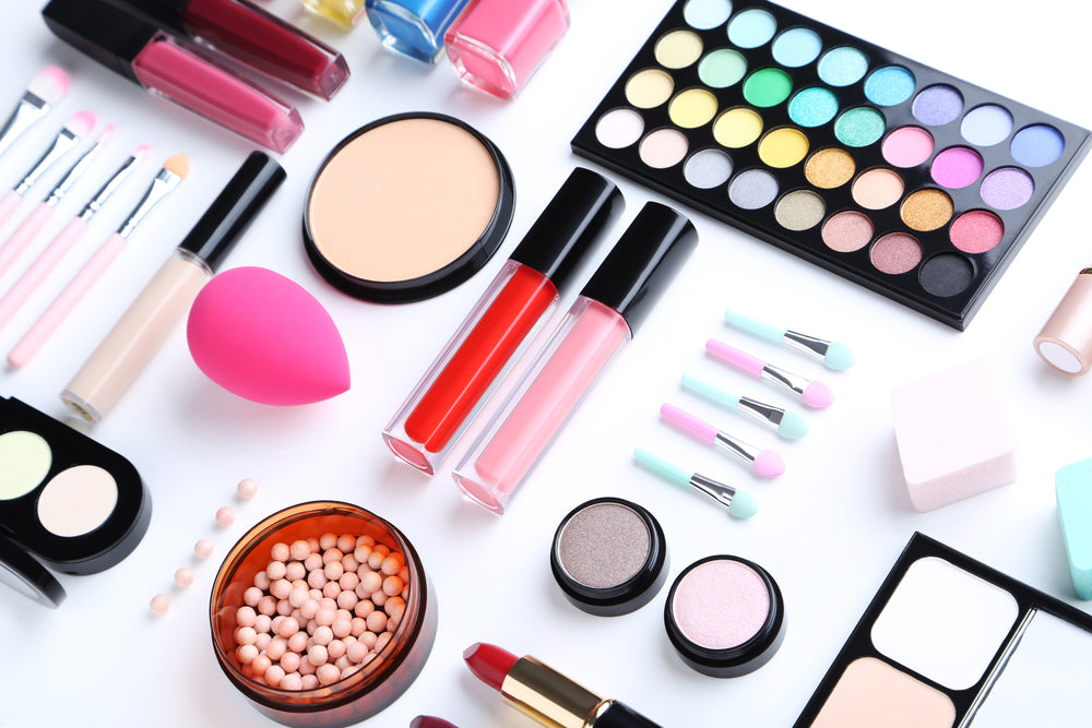 Makeup Items on Table Photographs Home Decor Premium Quality Poster Print Choose Your Sizes