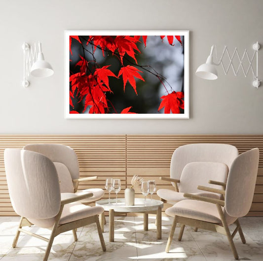 Red Leaves Tree Closeup Photograph Home Decor Premium Quality Poster Print Choose Your Sizes