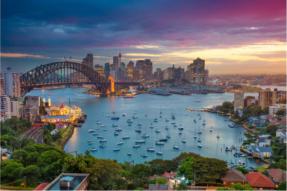 Beautiful Sydney Sunset Skyline Print 100% Australian Made