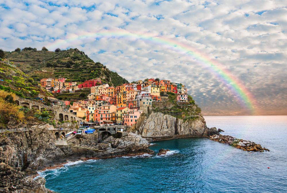 Cinque Terre National Parkin Italy & Rainbow Photograph Print 100% Australian Made