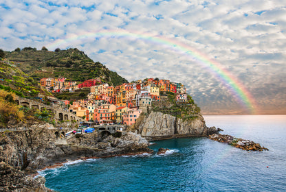 Cinque Terre National Parkin Italy & Rainbow Photograph Print 100% Australian Made