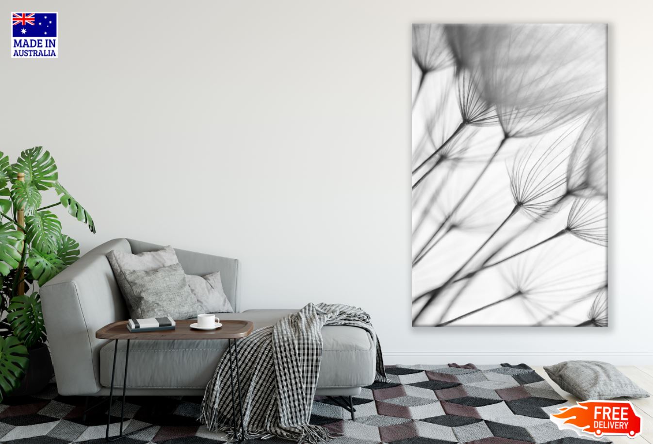 Dandelion Flowers B&W Photograph Print 100% Australian Made