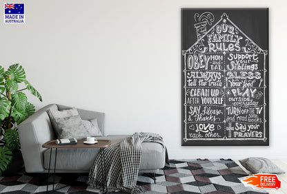 Family Rules Chalk Board Vector Print 100% Australian Made