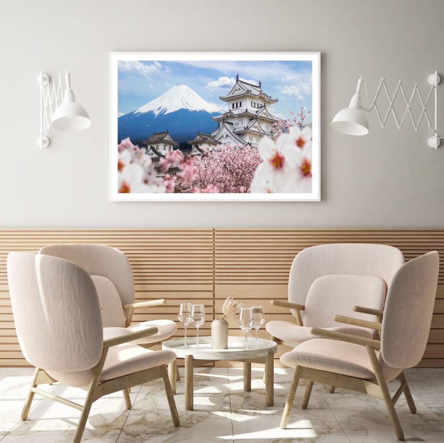 House & Blossom Trees in Japan Home Decor Premium Quality Poster Print Choose Your Sizes