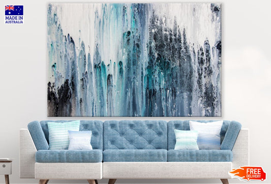 Blue White & Black Abstract Paint Print 100% Australian Made