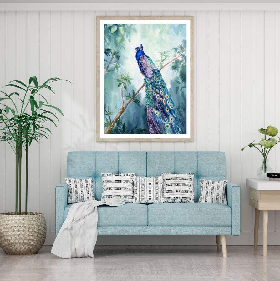 Peacock on Tree 3D Design Home Decor Premium Quality Poster Print Choose Your Sizes