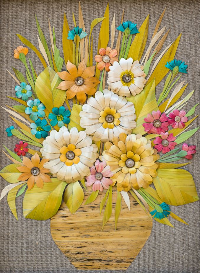 Handmade Painted Straw Flower Vase Photograph Print 100% Australian Made