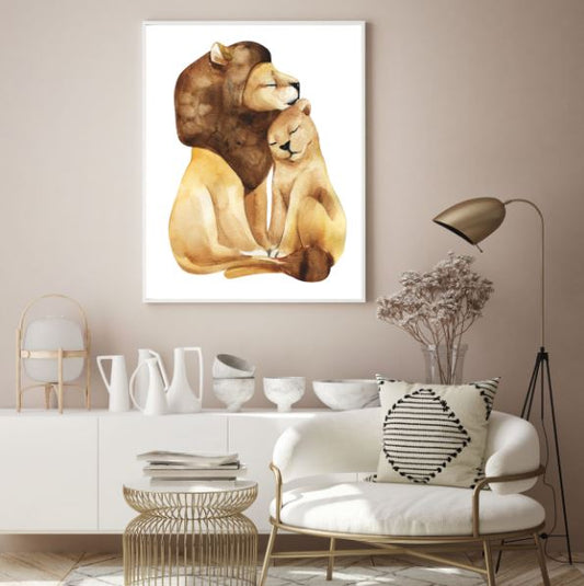 Lion & Lioness Love Painting Home Decor Premium Quality Poster Print Choose Your Sizes
