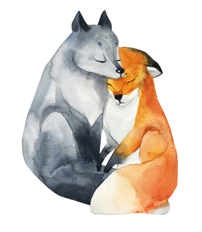 Fox Love Watercolor Painting Print 100% Australian Made