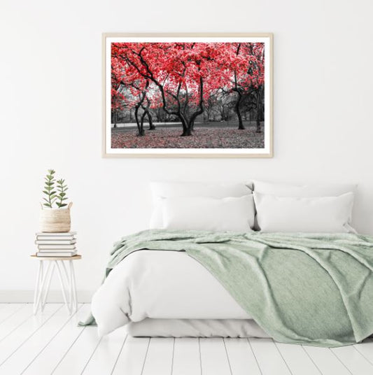 Red Leaves Forest Photograph Home Decor Premium Quality Poster Print Choose Your Sizes