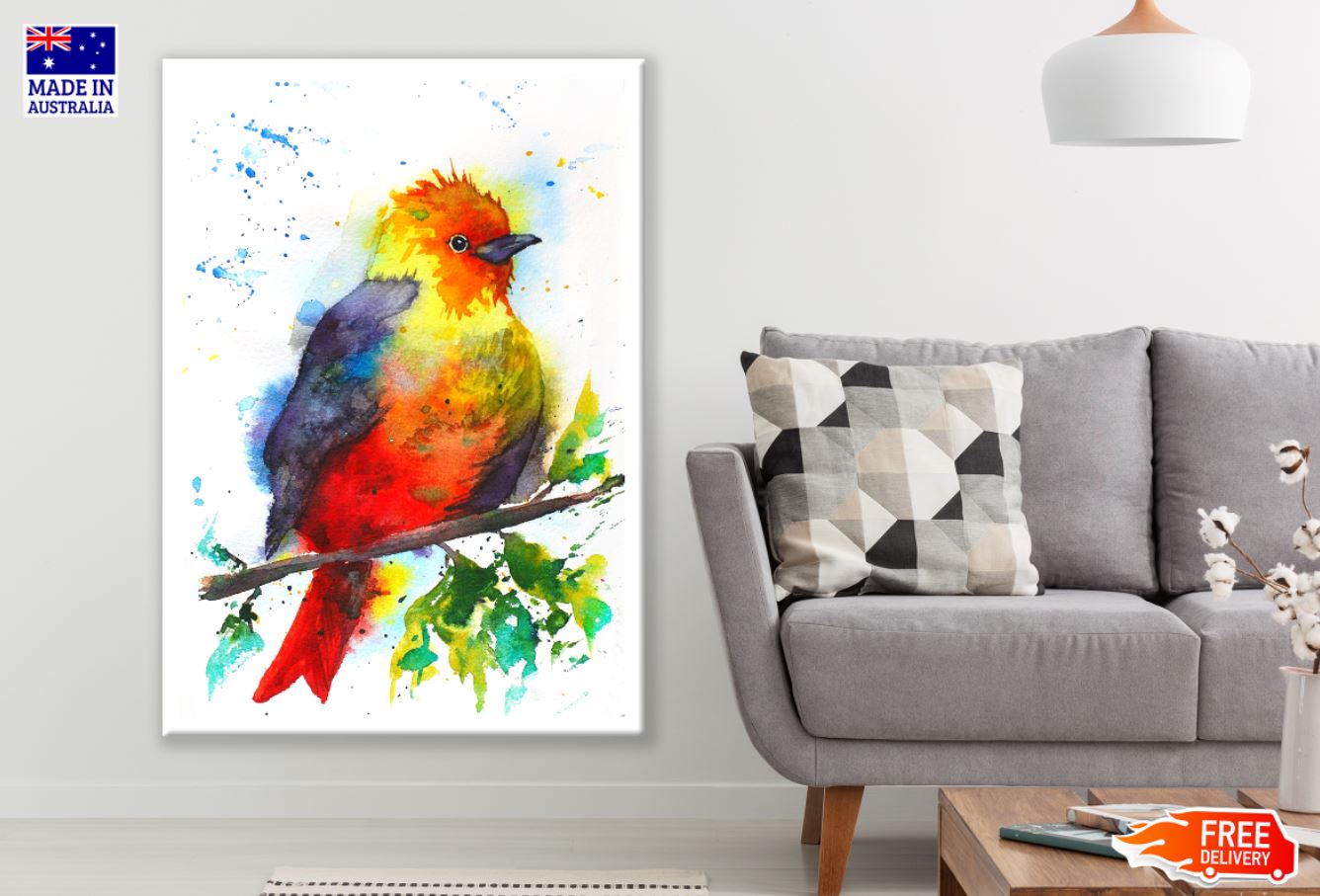 Colorful Bird Watercolor Painting Print 100% Australian Made