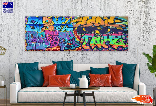 Panoramic Canvas Wall Graffiti Art Design High Quality 100% Australian Made Wall Canvas Print Ready to Hang
