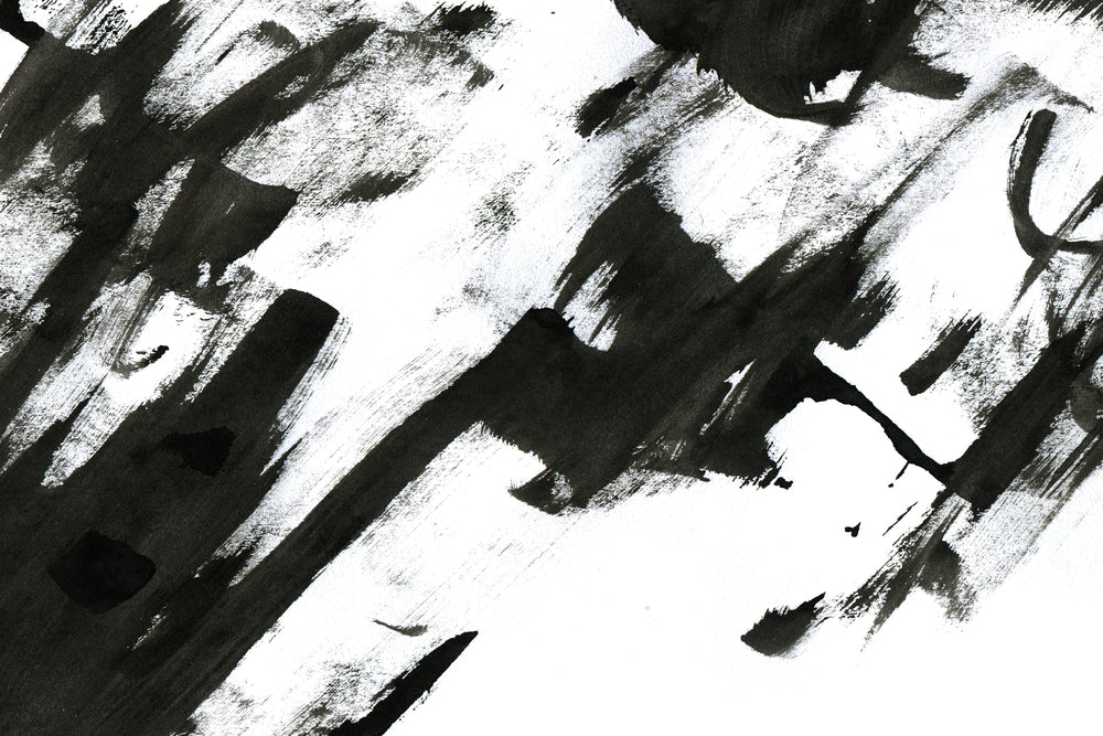 Abstract B&W Paint Brush Stroke Painting Print 100% Australian Made