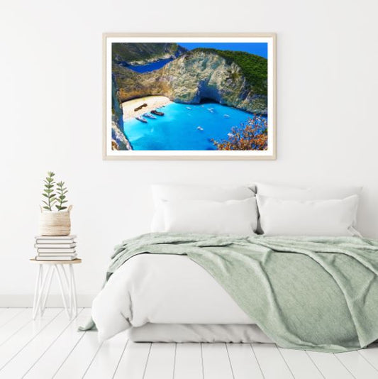 Boats on Sea Bay Aerial View Photograph Home Decor Premium Quality Poster Print Choose Your Sizes