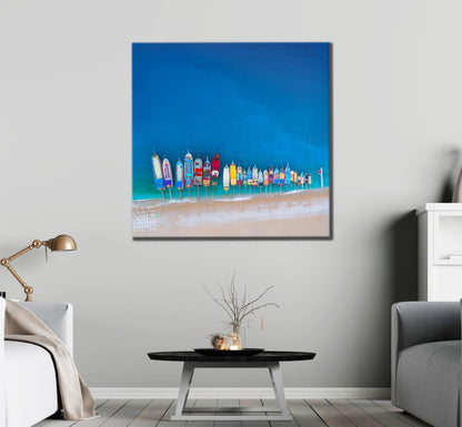 Square Canvas Boats on Sea Aerial Scenery High Quality Print 100% Australian Made