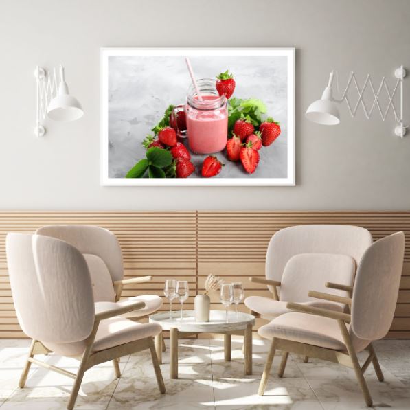 Stawberries & Drink Photograph Home Decor Premium Quality Poster Print Choose Your Sizes