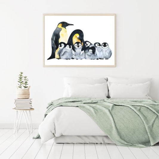 Penguin Family Watercolor Painting Home Decor Premium Quality Poster Print Choose Your Sizes