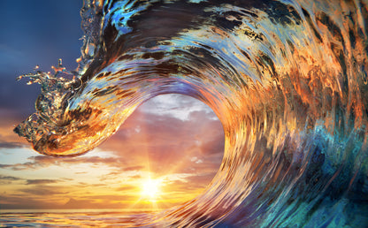 Stunning Sun Through a Beach Wave Photograph Print 100% Australian Made