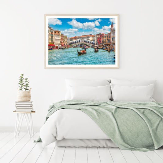 Boats on Canal in City Italy Photograph Home Decor Premium Quality Poster Print Choose Your Sizes