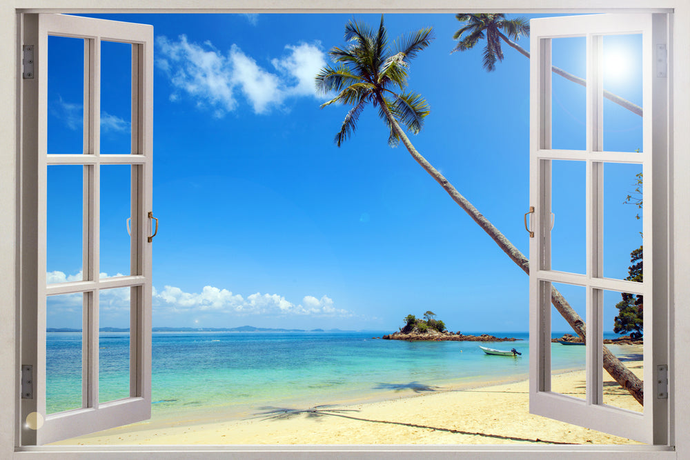 Sea Scenery View from Window Home Decor Premium Quality Poster Print C