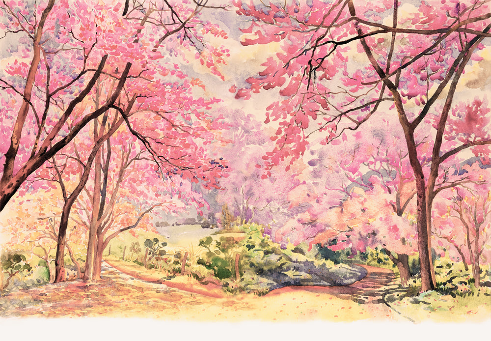 Blossom Tree Forest Watercolor Painting Print 100% Australian Made