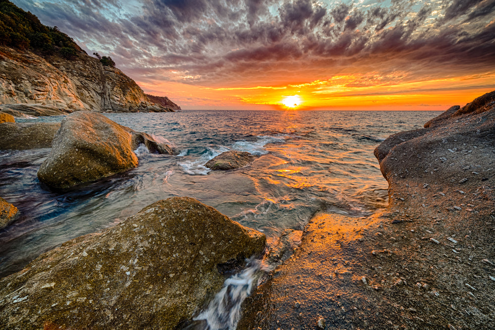 Scenic Rocky Beach Sunset Landscape View Photograph Print 100% Australian Made