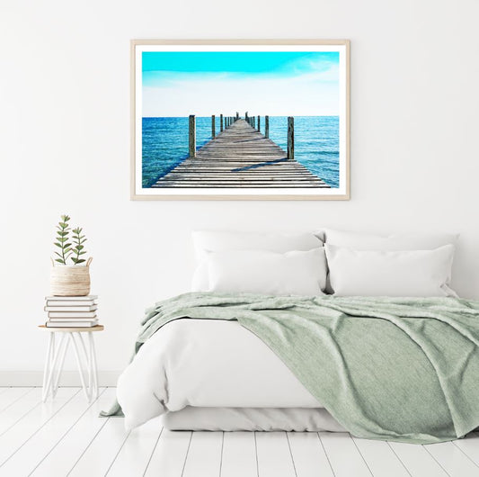 Wooden Bridge Over Sea Photograph Home Decor Premium Quality Poster Print Choose Your Sizes