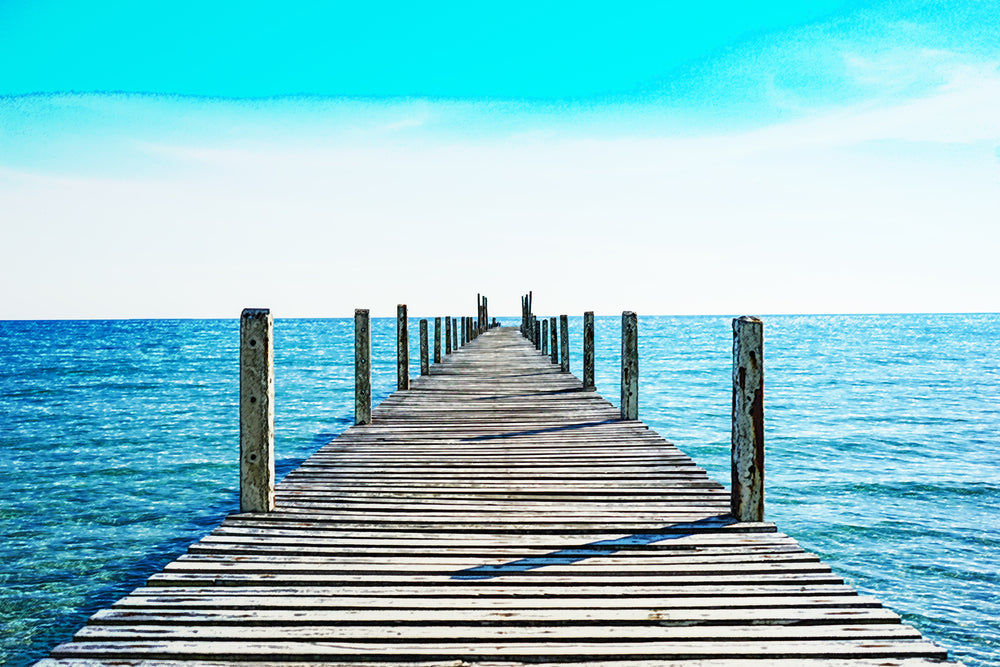 Wooden Bridge Over Sea Photograph Home Decor Premium Quality Poster Print Choose Your Sizes