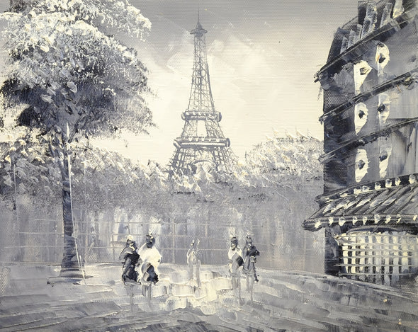 Eiffel Tower B&W Watercolour Painting Print 100% Australian Made