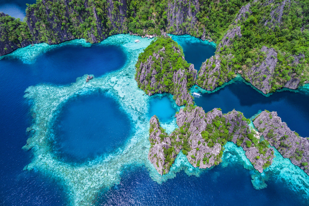 Aerial View of Beautiful Lagoons and Limestone Cliffs Photograph Print 100% Australian Made